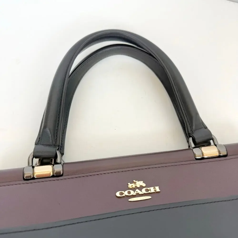 Coach Selena Gomez Grace Bag in Colorblock Leather Suede Satchel Tote 24109